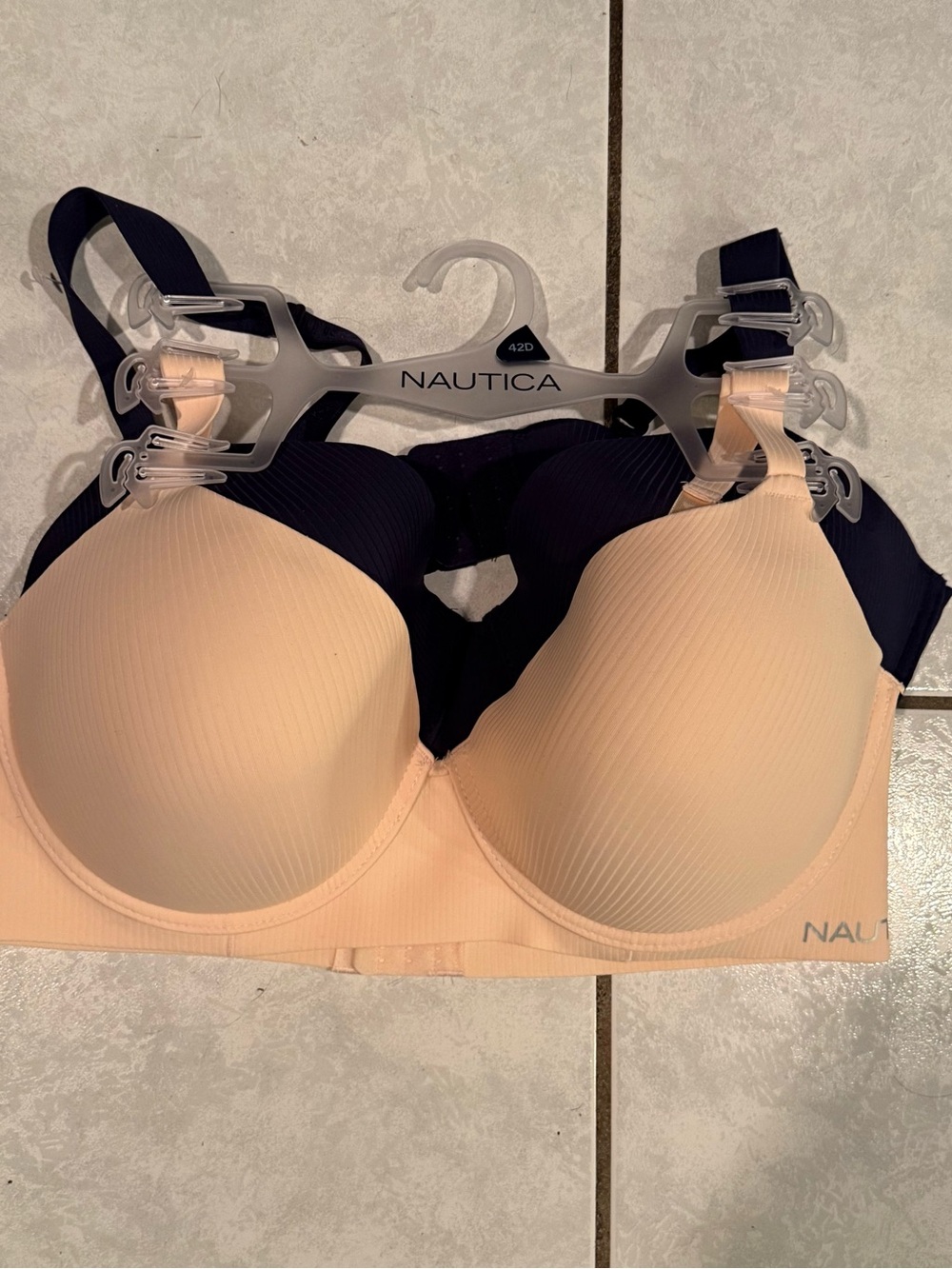 Nautica Women's Molded T-Shirt Bra - Nude and Navy - 42D